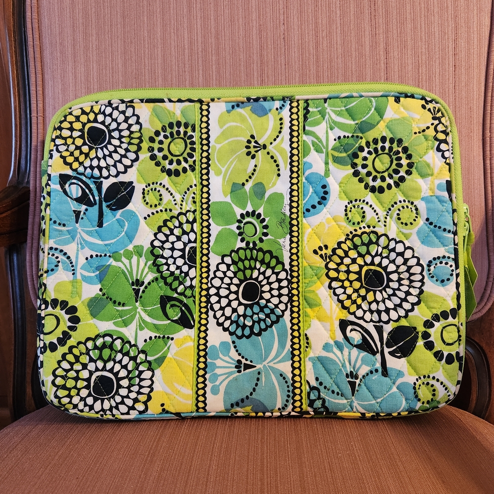 Vera Bradley Lime's Up Green Blue Yellow Floral Laptop Bag Sleeve Retired Print
